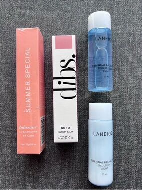 Dibs Go To Glossy Balm NWT Effortless Pink Bundle With Laneige Travel Size